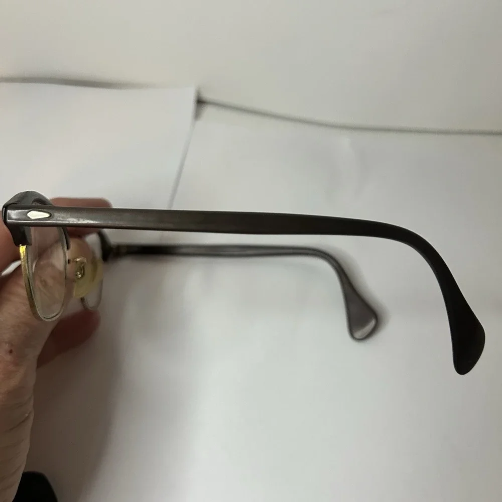 Vintage Mid Century Aluminum Horn Rim Browline Metal Retro Eyeglasses 12K GF
